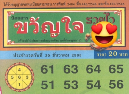 หวยซอง หวยขวัญใจรวยไว 30-12-65