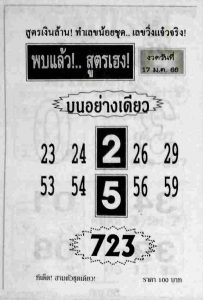 เลขดัง หวยพบแล้วสูตรเฮง 17-1-66