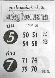 หวยขวัญใจคนยาก 1-2-66