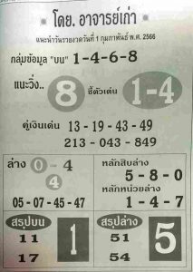 หวยอาจารย์เก่า 1-2-66