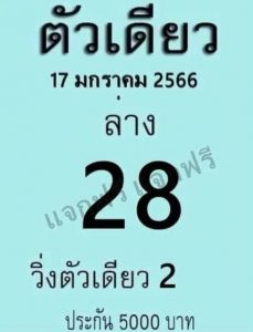 เลขดัง หวยตัวเดียว 17-1-66