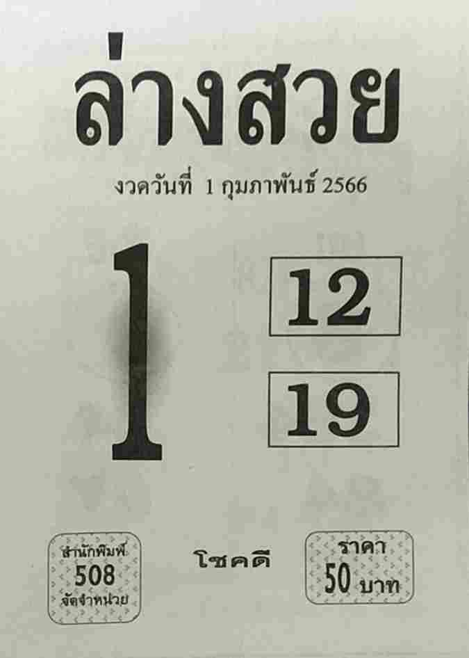 เลขเด็ด หวยล่างสวย 1-2-66