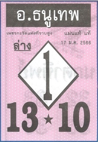 เลขเด็ด หวยอาจารย์ธนูเทพ 17-1-66