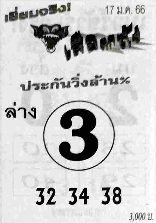 เลขเด็ด หวยเสือตกถัง 17-1-66