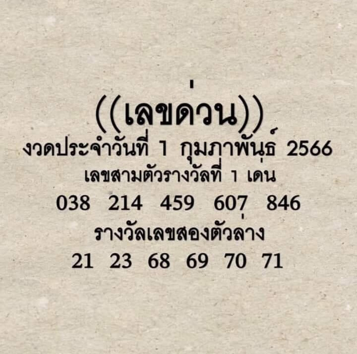 เลขด่วนกองสลาก 1-2-66