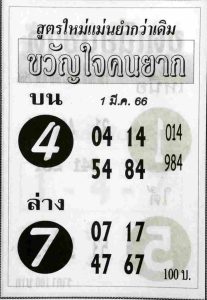 หวยขวัญใจคนยาก 1-3-66