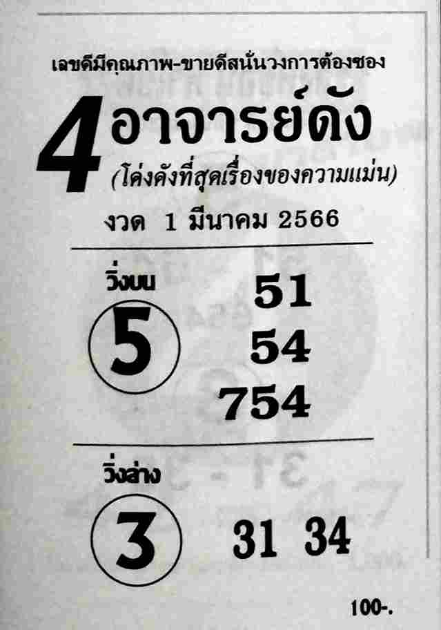 หวย4อาจารย์ดัง 1-3-66