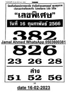 หวยเลขพิเศษ 16-2-66