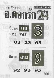 หวยอาจารย์ดอกรัก 16-2-66