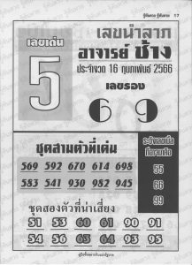 หวยอาจารย์ช้าง 16-2-66