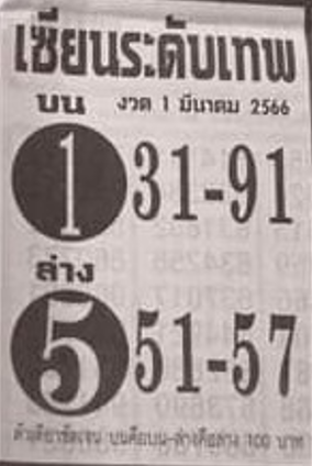 หวยเซียนระดับเทพ 1-3-66