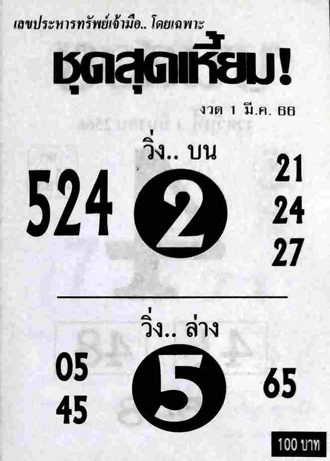 หวยชุดสุดเหี้ยม 1-3-66