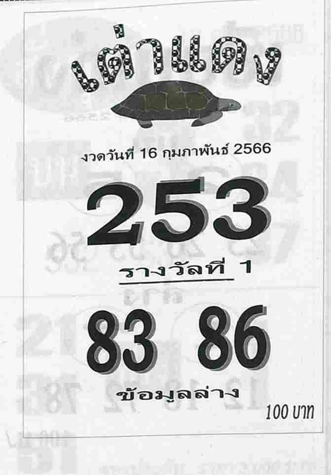 หวยเต่าแดง 16-2-66