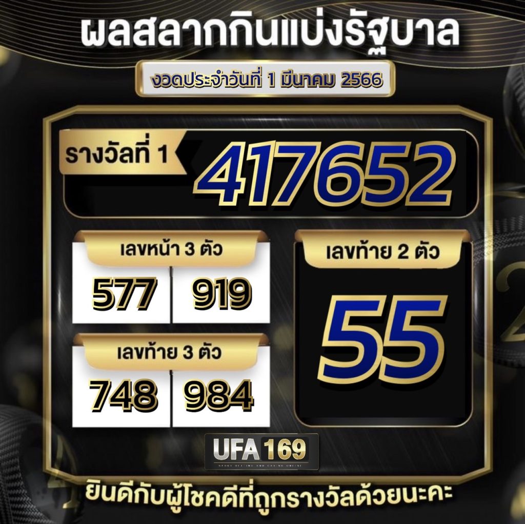 ผลสลากกินแบ่งรัฐบาล 1-3-66