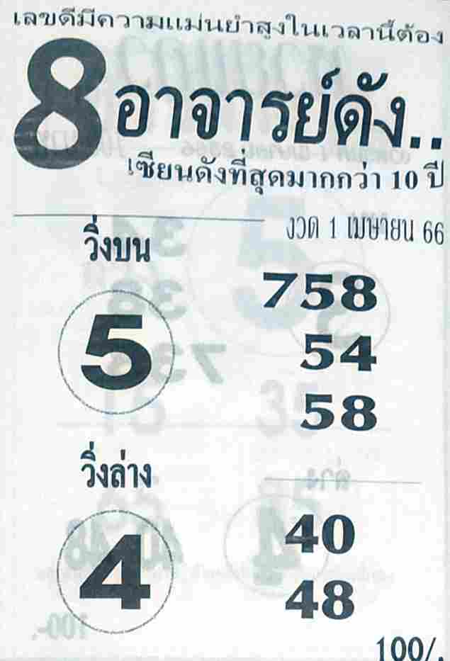 หวย8อาจารย์ดัง 1-4-66