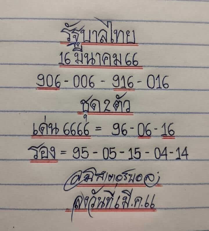 หวยมิสเตอร์บอล 16-3-66