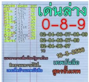 หวยเทพบันลือ 16-3-66