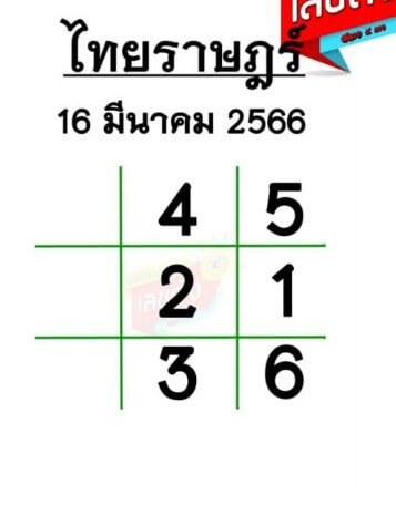 หวยไทยราษฎร์ 16-3-66
