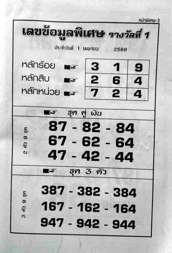 เลขข้อมูลพิเศษ 1-4-66