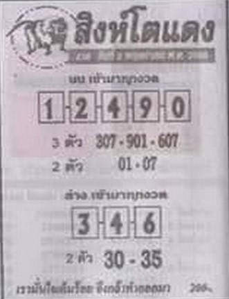 หวยสิงห์โตแดง 2-5-66