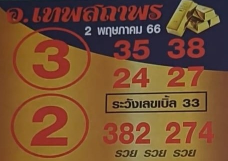 หวยอาจารย์เทพสถาพร 2-5-66