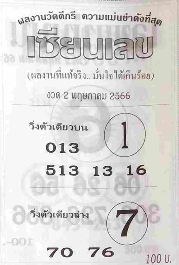 หวยเซียนเลข 2-5-66