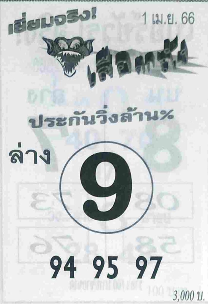 หวยเสือตกถัง 1-4-66